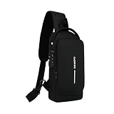 TS WITH TECHSUN Unisex Anti-Theft Sling Bag with USB Port, Water-Resistant Crossbody Chest Backpack for Travel & Work