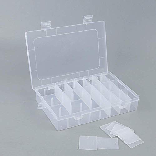 Image of Diamond Embroidery Box Translucent Plastic Storage Organizer with 24 Mini Compartments Grids DIY Jewelry Bead Gem Container (White)