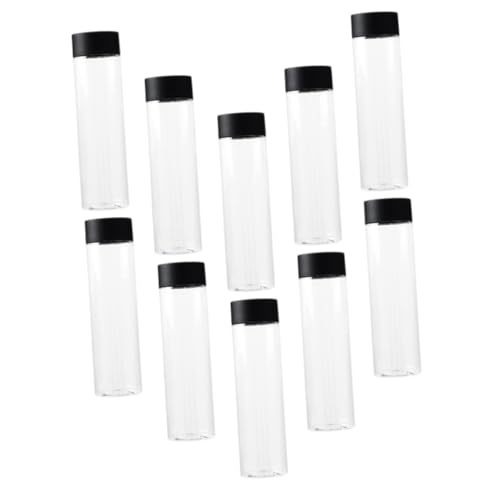 Garneck 10 Pack 400ml Round Plastic Water Bottles Black Lids for Tea Milk