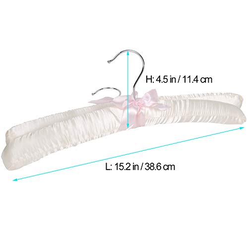 LOHAS Home 10er-Pack Kleiderbügel mit Anti-Rost-Haken und gefüllt mit Satin, Gorgeous, Blass Elfenbeinfarben Satin gepolsterte Kleiderbügel, Cremeweiß