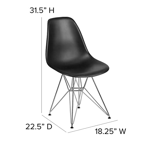 Flash Furniture Elon Series Black Plastic Chair With Chrome Base #TOP2