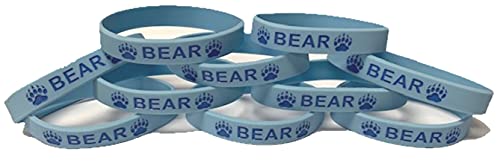 Aquinas Scout Produts Cub Scout Bear Silicone Wristband Pack of 10, Light Blue with Navy Wording, Perfect for Team Building, Pack Events, Swag, Even Chi-Town Da Bears