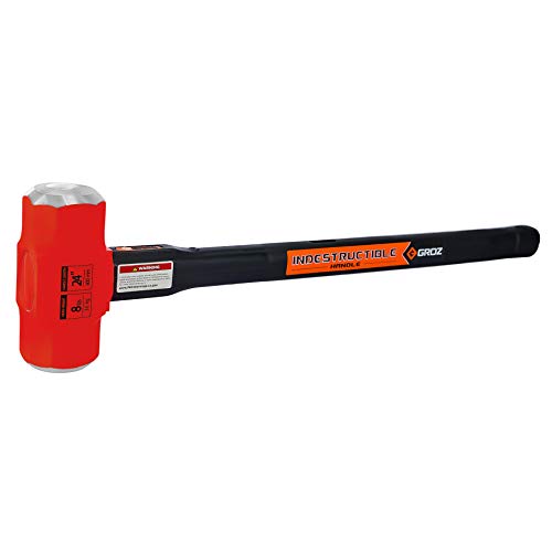 GROZ Heavy Duty 8lb Sledge Hammer with 24-Inch Indestructible Handle | Hard Face Steel Head 52 HRC | Steel Locking Plate | Hi-Visibility Head | Vulcanized Rubber Handle (34512) - Thumbnail 5