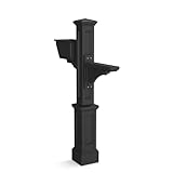 Mayne Westbrook Mailbox Post with Standard Arm and Planter – Weather-Resistant, Durable Classic Design – Easy-to-Install Outdoor Mailbox Post