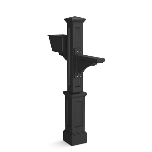 Mayne Westbrook Mailbox Post with Standard Arm and Planter Weather-Resistant Durable Classic Design Easy-to-Install Outdoor Mailbox Post