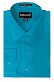 OmegaTux Omega Mens Regular fit Solid Dress Shirts w/Convertible Cuffs Turquoise (17.5-35)
