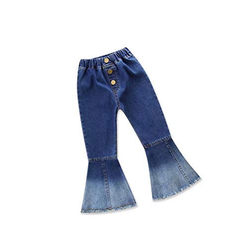 Baby Girls Bell-Bottom Ruffle Flare Jeans Skinny Pants