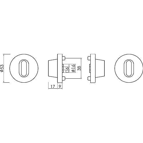 MARCHESI Toilet Rosette 53 mm with Rotary Latch on Both Sides - 2 x Latches + Rosette Matte Stainless Steel - Image 2