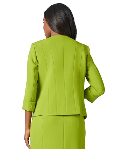 Kasper Women's Crepe Multi Seam Cuff Sleeve Cardigan (B, Kiwi3