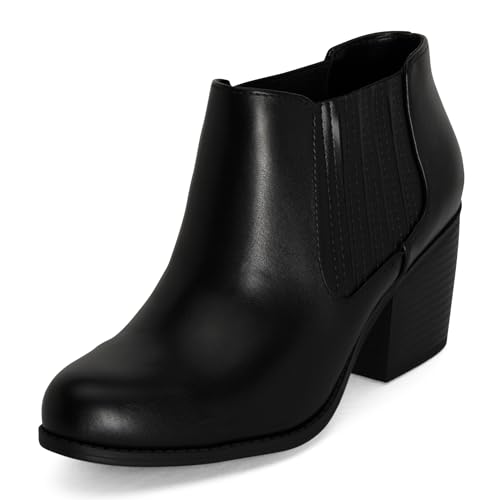 STYLISH S JESSIE ~ Womens Low Stacked Heel Pointed Toe Textured Gore Chelsea Ankle Booties