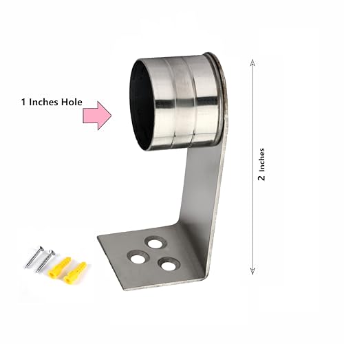Image of GHAR DWAR L Shape Stainless Steel Wall Mount Concealed Long Band Curtain Rod & Ceiling Holder Brackets for Door and Windows Heavy Duty Holder Bracket Silver (2 inch Silver, Pack of 6 Pair)