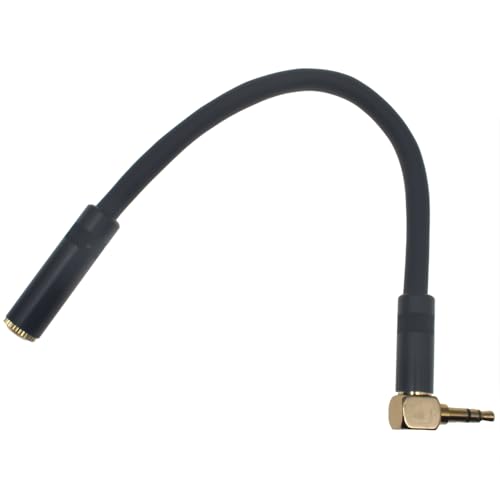 Adaptador de cable Jack 3.5mm macho a hembra ángulo recto miniatura 1