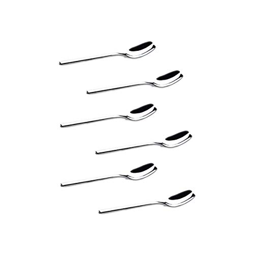 ROSETOR Juego de 6 cucharas de postre de acero inoxidable, cuchara cuadrada multifuncional para helado, café, batido, cerveza de raíz, yogur, etc.