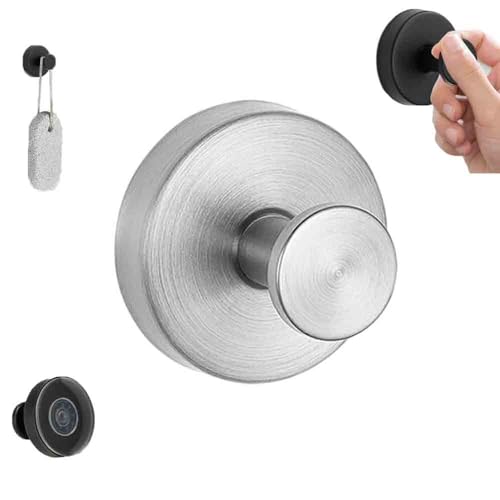 リース用吸盤フック - 玄関ドア用ドリル不要リースハンガー、タオル、浴室、鏡、窓用金属吸盤フック(Silver,1)