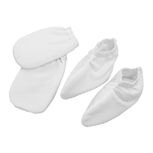 minkissy Heat Therapy Paraffin Wax Gloves Insulated Mitts for Hand Foot Bath Mitts Snap Closure White