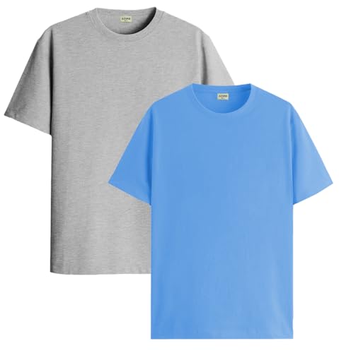 Image of ADRO Men's Cotton Regular Fit Combo Plain Solid T-Shirt Pack of 2