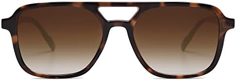 SOJOS Retro Aviator Sunglasses for Women Men,Trendy Rectangle Womens Mens Shades Sun Glasses SJ2202 Tortoise Frame Brown Grading Lens
