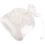 TOYANDONA Bolso de Novia Diseño Floral de Satén y Encaje Bolso de Mano para Dama de Honor Bolsa para Dinero de Boda Color Blanco Tamaño Mediano Adecuado para Bodas y Festivales