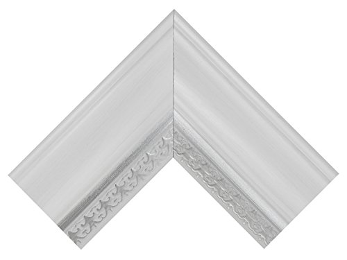 Image of MCS 16x20 Large Wall Mirror, White Woodgrained Frame with Silver Embossed Detail & Beveled Detail Mirror, Vertical & Horizontal Wall Hanging Mirror for Bathroom, Bedroom & Livingroom