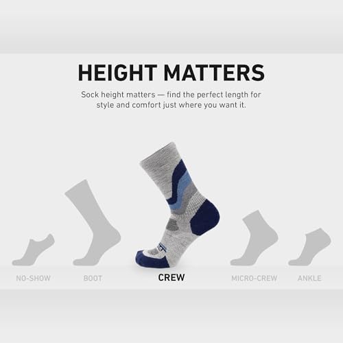 Image of GRIP6 Crew Socks - Merino Wool Socks Made in the USA, Lightweight Wool Hiking Socks, Crew Socks for Men and Women