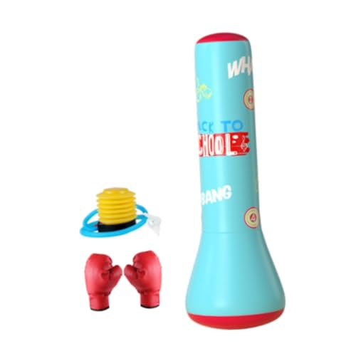 JISADER Kids Punching Bag Inflatable Punching Toy Heavy Bag for Boy Girl Boxing Equipment with Boxing Gloves for Practicing Taekwondo, 120cm