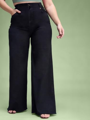 Image of Miss Chase A+ Women's Wide Leg High Rise Regular Length Stretchable Denim Jeans