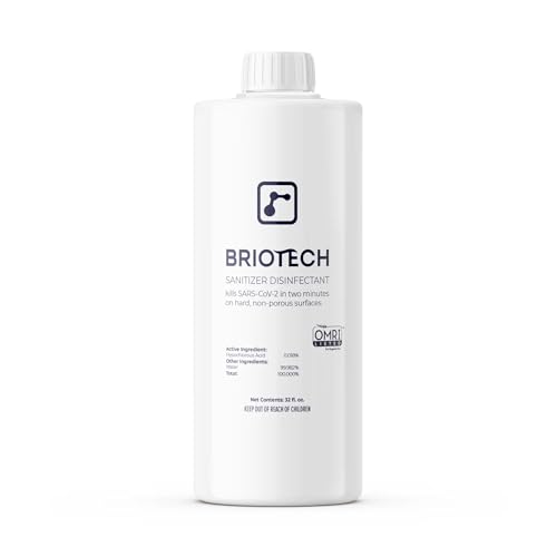 BRIOTECH Sanitizer Disinfectant Hypochlorous Spray Kill 99.99% of Viruses & Bacteria Control Mold Eliminate Odor Gentle for Nursery & Play Rooms Food Contact Surface Sanitizer 32 fl oz Refill