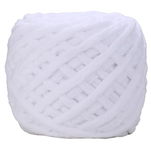 Image of Plush Chenille Chunky Yarn for Crocheting 100g(54.6yd) - Bulky Thick Fluffy Yarn for Knitting- Soft Velvet for Baby, Blanket Knitting Blanket Yarns- Amigurumi Yarns (White)