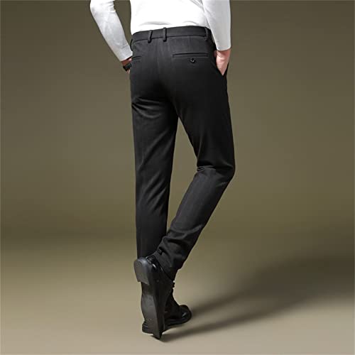 JEShifangjiusu Men's Regular Fit Linen Suit Pant Slim Fit Stretch Dress Pant Loose Flat Front Dress Pant Chino Pant (29,Black), Black, 293