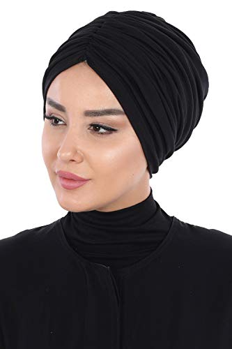 Aisha's Design Instant Turban 95% Cotton Scarf Head Wrap Lightweight Headwear, Shirred
