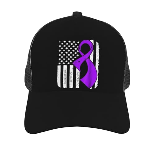 Pancreatic Cancer Awareness Flag Mesh Baseball Cap - Classic Adjustable Peaked Cap, Trucker Hat for Men and Women2