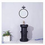 Fregadero de baño con pedestal, con los espejos industriales retro de tuberías de agua simuladas, la armonía general no es monótona. Creatividad retro, estilo nórdico, materiales y colores de la era industrial, vida simple y libre, rechazando la monotonía inmutable. Adecuado para bares, cafeterías, bares, etc., industria retro. Tamaño del lavabo industrial deco: 43 * 46 * 87 cm. Diámetro del espejo: 50 CM