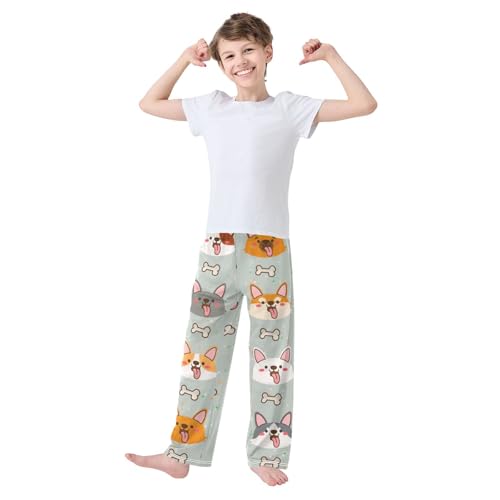 Boys' Pants Cute Dog Bones Grey Long Bottoms Jogger Pants Elastic Waist Trousers with Pockets S-XL2