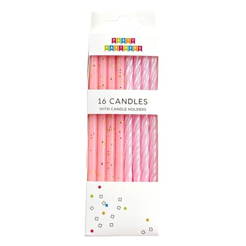 Party Partners 16-Count Deluxe Birthday Candles 4.75 Tall Pink Gradient