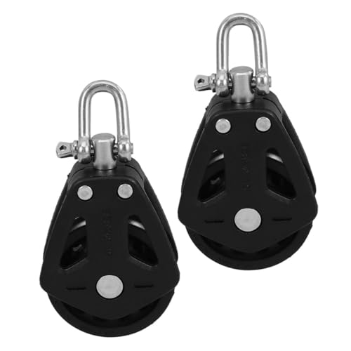 HONMEET 2pcs Stainless Steel Double Pulley Block with Swivel Bearing Versatile Accessories for Sailboats Kayaks and Gym Equipment Smooth Rotation for Enhanced Performance