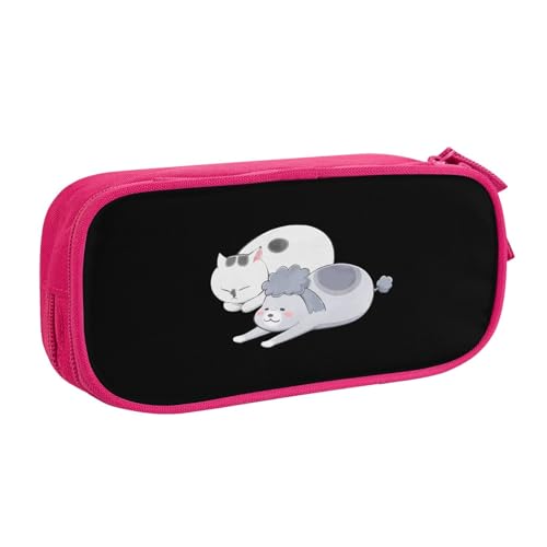 犬と猫どっちも飼ってると毎日たのしい1 (2) ユニセックス 多目的収納ペン袋 実用派 One Size(10.5×21×5cm ) ポリエステル素材 二層構造 筆箱 小物入れ 日常/アウトドア 使える