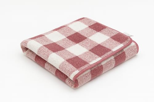Image of Cortina Checks Printed Microfiber Towels for Bath Large Size-Super Soft Coral Fleece Bathing Towel with Hook Quick Dry Super Absorbent-Bath Towel for Men and Women-70x140 cm [Red]