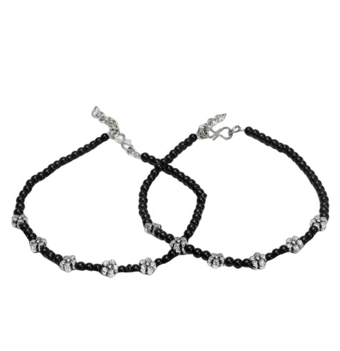 Small Flower With Black Beads Anklet For Women and Girls | Set Of 2 pcs | Anklet For Girls and Women.-image-10