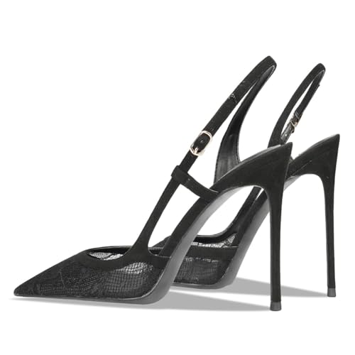 FSJ Women Sexy Pointed Toe D'Orsay High Heel Slingback Pumps Sandals Cutout Strappy Stiletto Slip On Formal Casual Shoes Size 4-15 US4