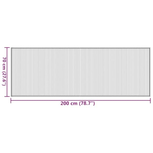 Tapis bambou 70x200 cm rectangulaire naturel gris imperméable et durable