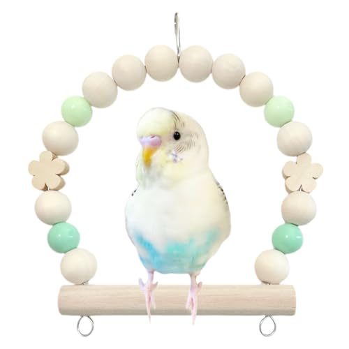 日本製 インコ ブランコ 安心安全素材 天然木 セキセイインコ 文鳥 小鳥 小動物 中鳥 オカメインコ Bird Swing タイプTC (TC22: グリーン, Ｓサイズ)のサムネイル