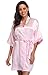 season dressing Women Satin Kimono Short Floral Satin Robe Bridesmaid Bridal Bathrobe Silky Sleepwear for Wedding Party, Pink S/M
