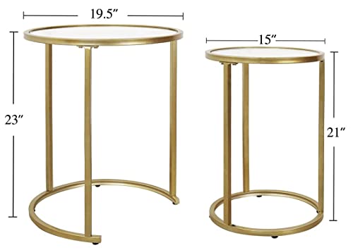 Ritesune Gold Glass Nesting Side End Tables Set Of 2, Round Small Stacking Drink Coffee Table For Small Space, Living Room, Bedroom, Christmas, New Year #TOP2