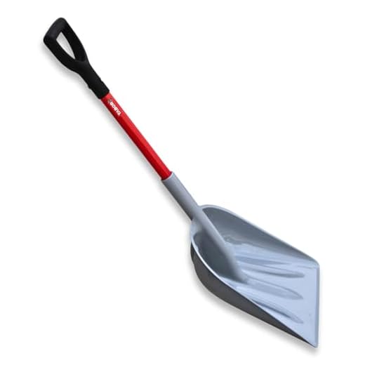 TABOR TOOLS Snow Scoop with Fiberglass Handle, 15 Inch Wide Blade, Large Snow Shovel and Mulch Scoop with Comfortable D Grip Handle. J218A. (Snow Scoop, Short 26 Inch Handle)