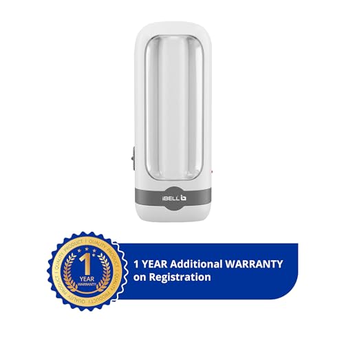 Image of IBELL EL8438SL Rechargeable Torch, Emergency Light, 2 Light Modes, Bright & Efficient Illumination, Portable Mini Flashlight (White)