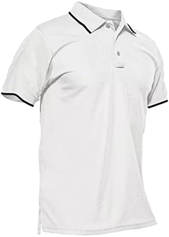 TSKCKNA Polo Shirt for Men, Short Sleeve Polo Casual Golf Shirt, Quick-Dry Athletic Mens Polo Shirts White