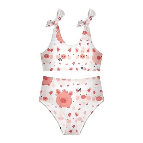 KLL Pig Cute Cartoon Red Girls' Two Piece Bikini Set Quick-Dry Swimsuits Swimming Suits Adjustable Shoulder Strap3