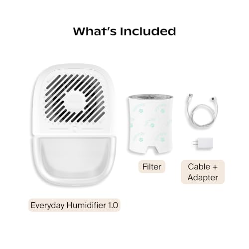 Image of Canopy Bedside Evaporative Humidifier - 36 HR Run Time, 2.5L Capacity - No Mist - Help Alleviate Symptoms of Allergies, Flu, Cold, Dry Skin Includes Humidifier, Unwind Aroma, Filter - White