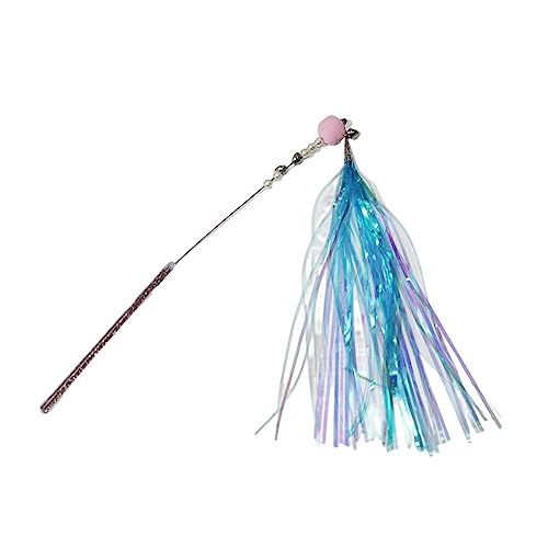 WOSIIKSLL 猫のティーザースティック軽量猫のおもちゃ再利用可能な再生ロッド絶妙な防水ペットインタラクティブスティック屋内, 青