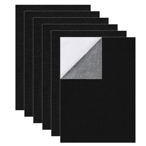 Samiusy 6PCS Large Self Adhesive Felt Sheet 13.4x10.8 2mm Thick Stiff Black Felt Fabric Sheets for Crafts DIY and Surface Protection Peel and Stick Box Liner